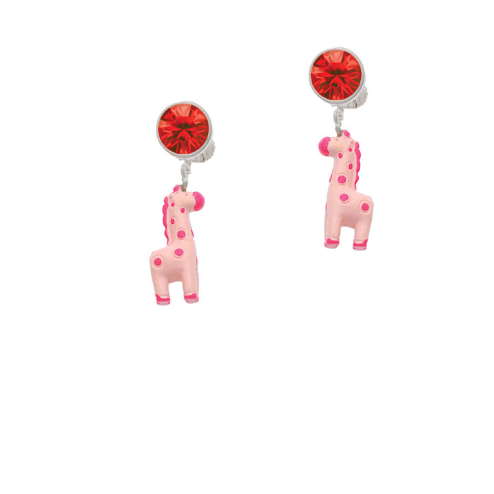 Resin Pink Geronimo the Giraffe Crystal Clip On Earrings Image 4