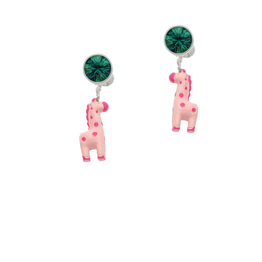 Resin Pink Geronimo the Giraffe Crystal Clip On Earrings Image 6