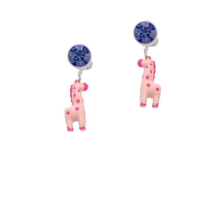 Resin Pink Geronimo the Giraffe Crystal Clip On Earrings Image 7