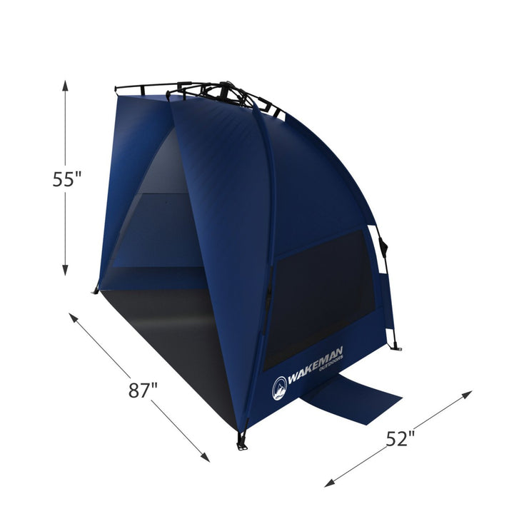 Wakeman Outdoors Pop Up Beach Tent UV Protection Carry Bag Instant Setup 55"x87" Image 2