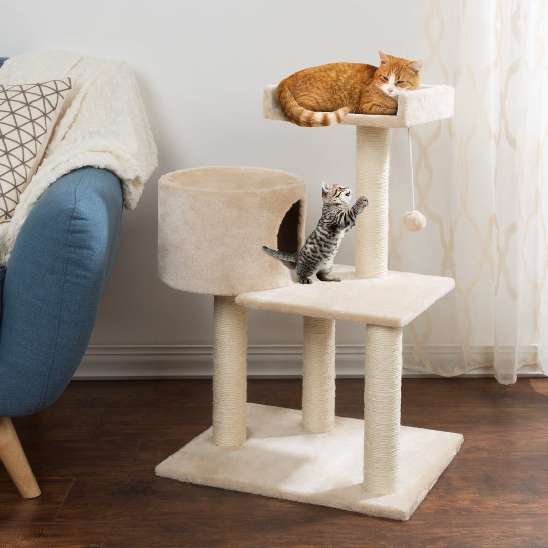 PETMAKER Cat Tree Tower Condo 31 Inches 3 Levels with Scratching Posts and Cave Image 4