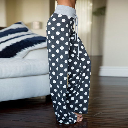 Polkdot Print Wide Leg Pants Image 4