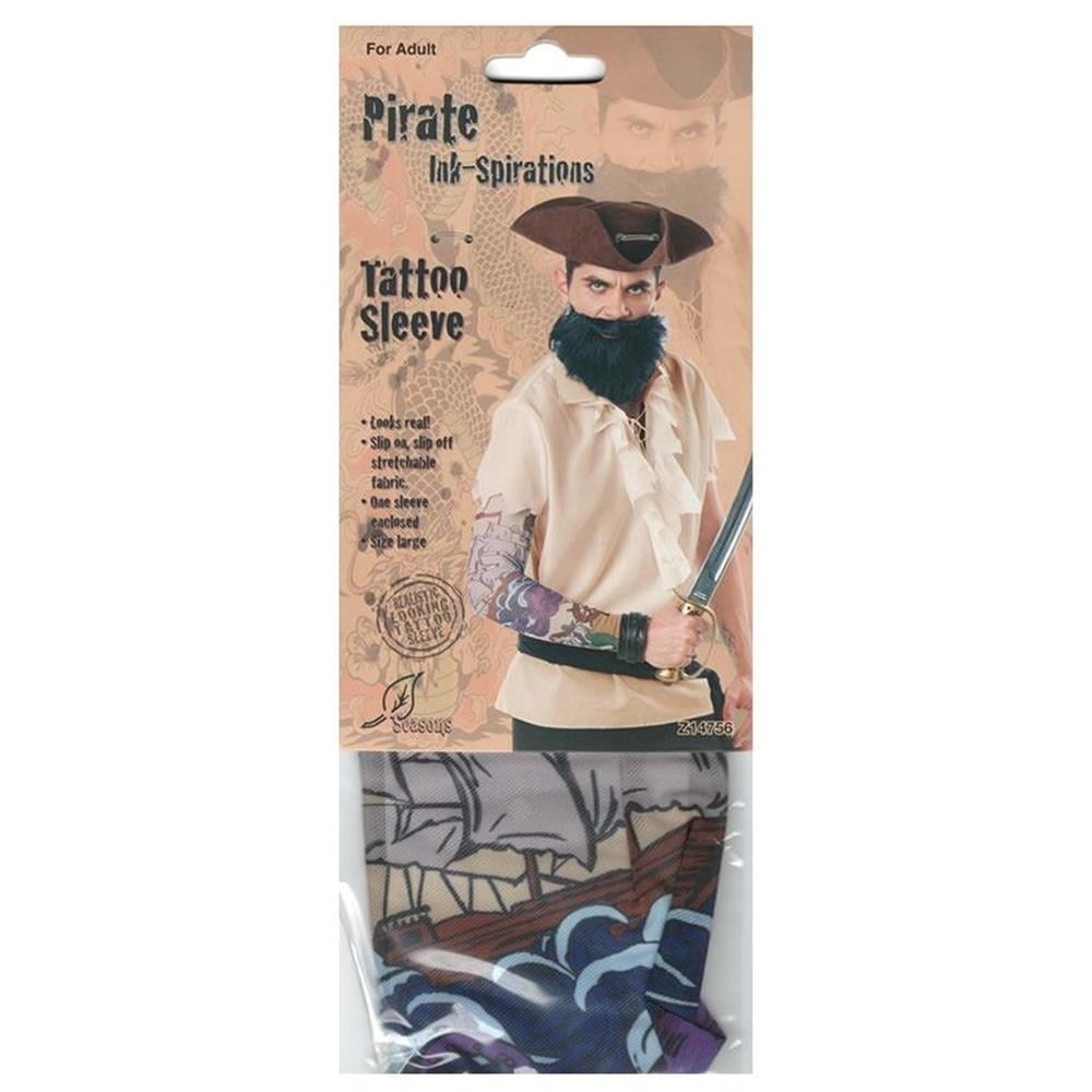 Seasons Pirate Ink Tattoo Sleeve Costume Realistic Sailor Sea Ship Design Image 1