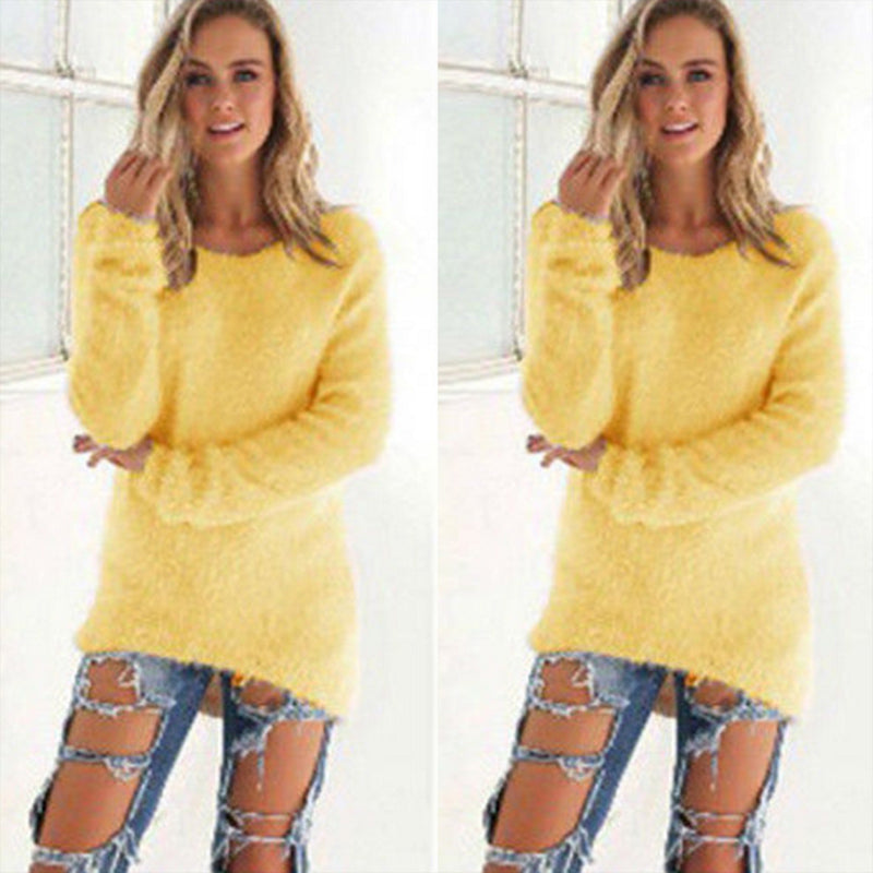 Solid Color Long-sleeved Sweater Image 4