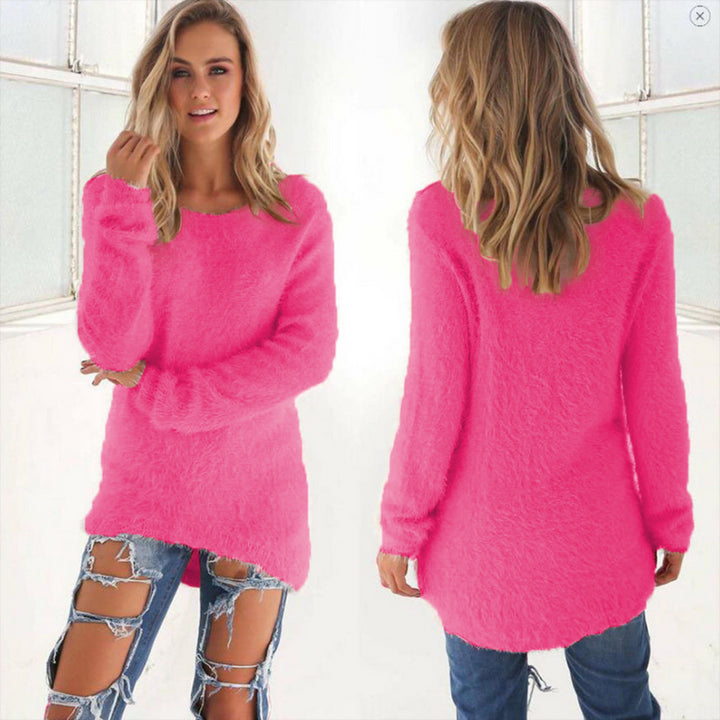 Solid Color Long-sleeved Sweater Image 11
