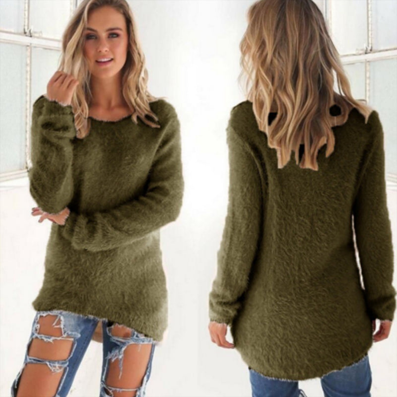 Solid Color Long-sleeved Sweater Image 10