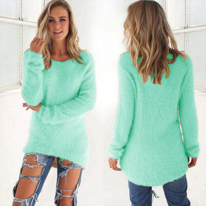Solid Color Long-sleeved Sweater Image 8