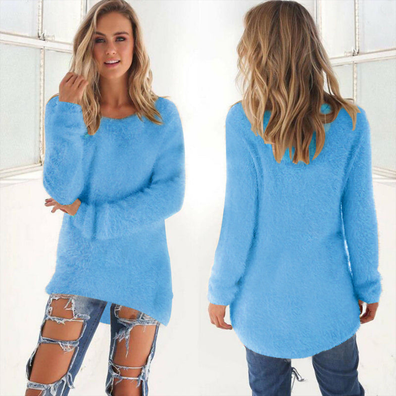 Solid Color Long-sleeved Sweater Image 9