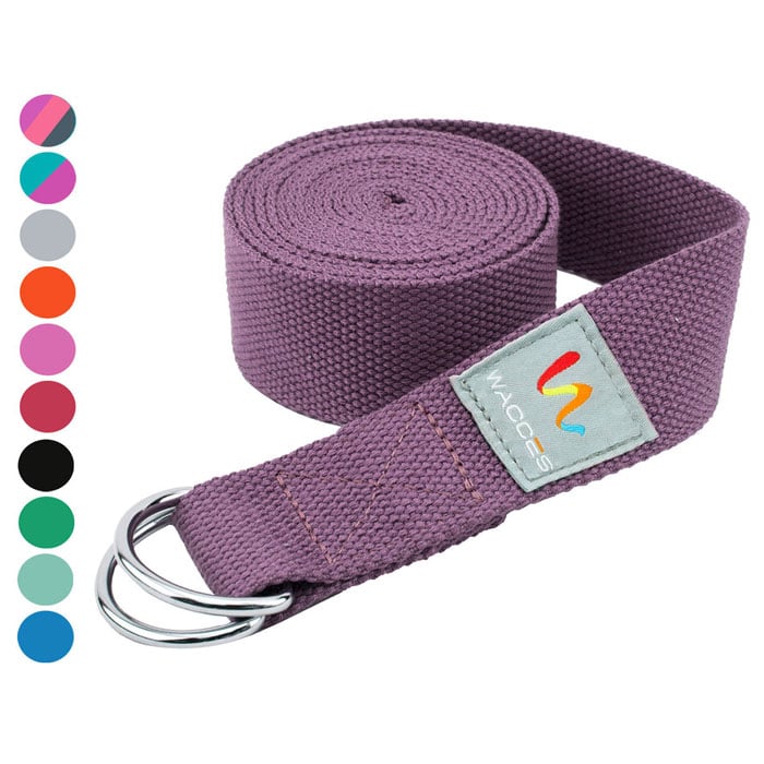 Wacces D-Ring Buckle Microfiber Yoga Straps 8ft 10ft Stretching Bands Variety Colors Image 1