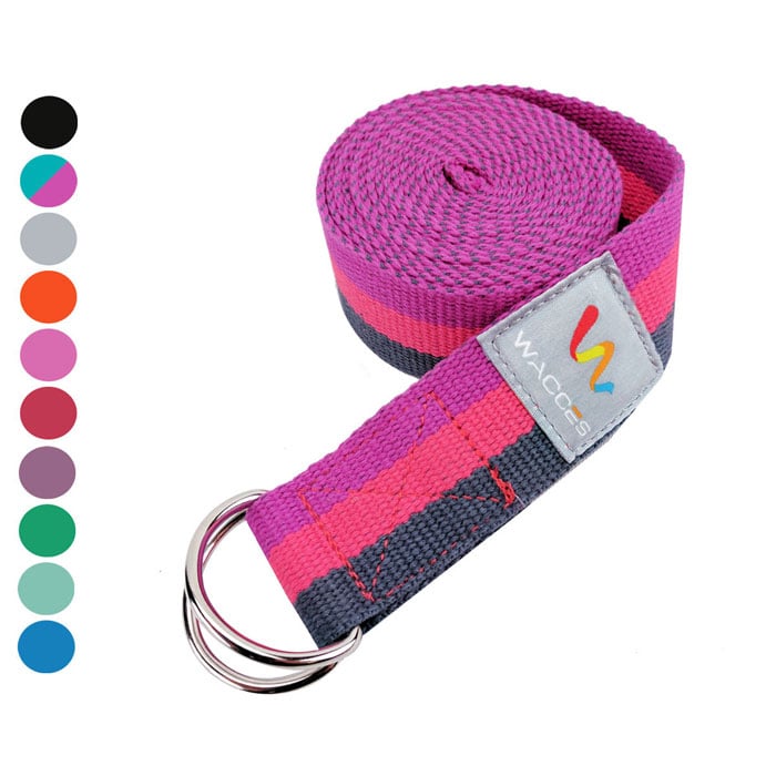 Wacces D-Ring Buckle Microfiber Yoga Straps 8ft 10ft Stretching Bands Variety Colors Image 1