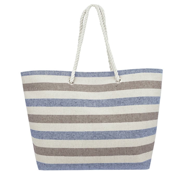 Eshma Mardini Striped Canvas Beach Bag -  Inner PocketTop Handle - Eco Friendly Image 3