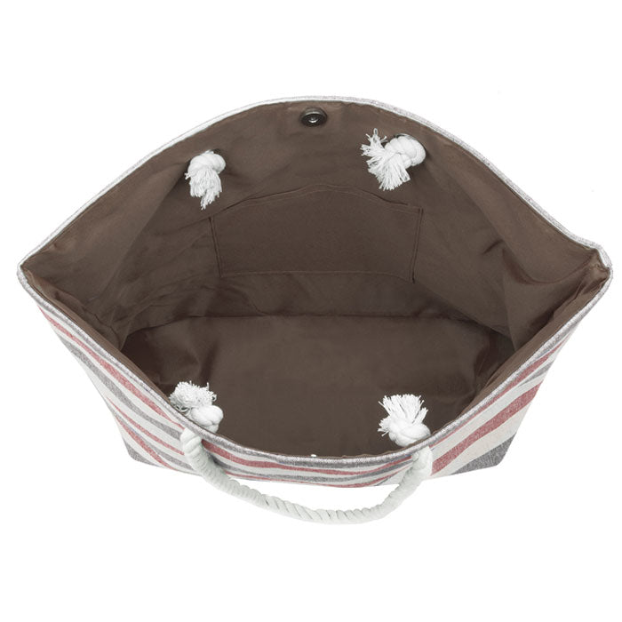 Eshma Mardini Striped Canvas Beach Bag -  Inner PocketTop Handle - Eco Friendly Image 9