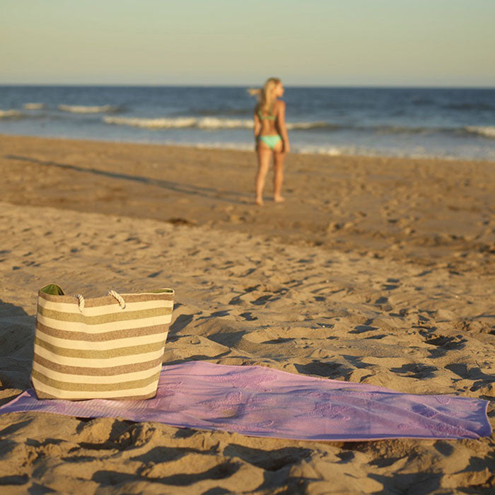Eshma Mardini Striped Canvas Beach Bag -  Inner PocketTop Handle - Eco Friendly Image 10