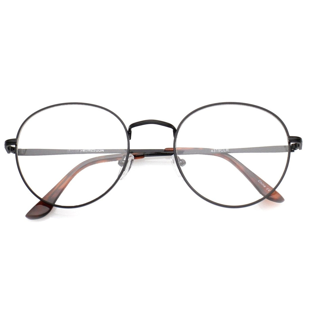 Classic Slim Metal Frame Round Eyeglasses Clear Lens 52mm Lightweight Fashion Image 6