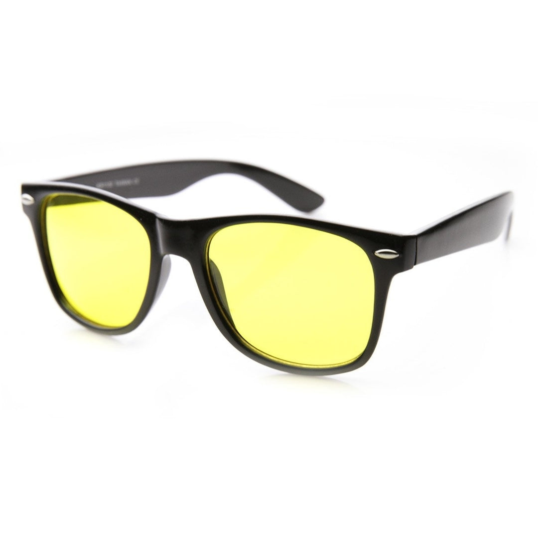 Night-Driving Glare Reducing Yellow Tinted Lens Basic Horned Rim Glasses Image 2