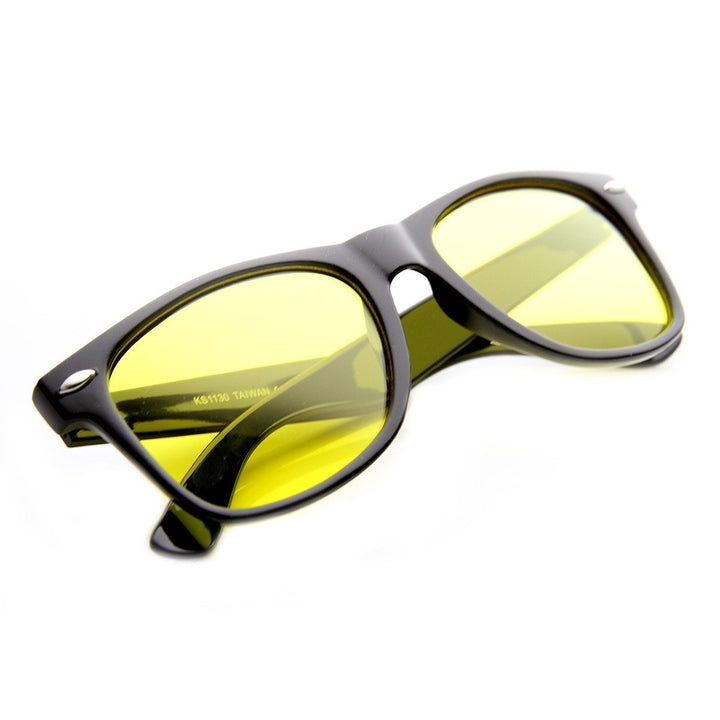 Night-Driving Glare Reducing Yellow Tinted Lens Basic Horned Rim Glasses Image 4