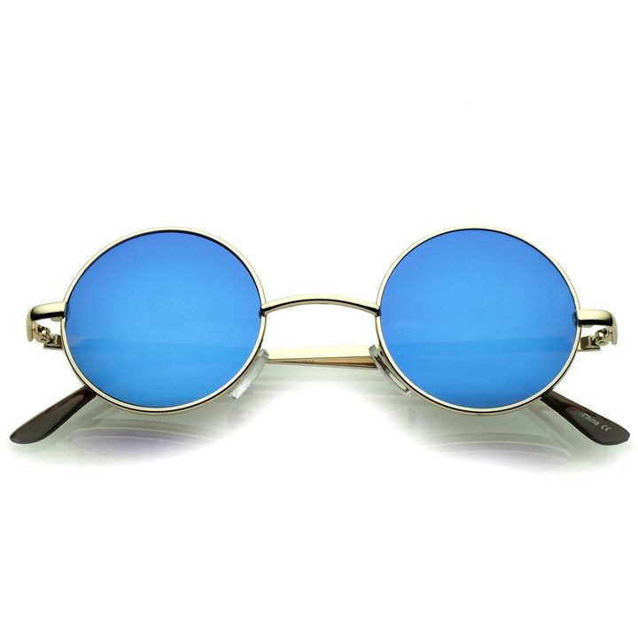 Small Retro Lennon Inspired Style Colored Mirror Lens Round Metal Sunglasses 41mm Image 1