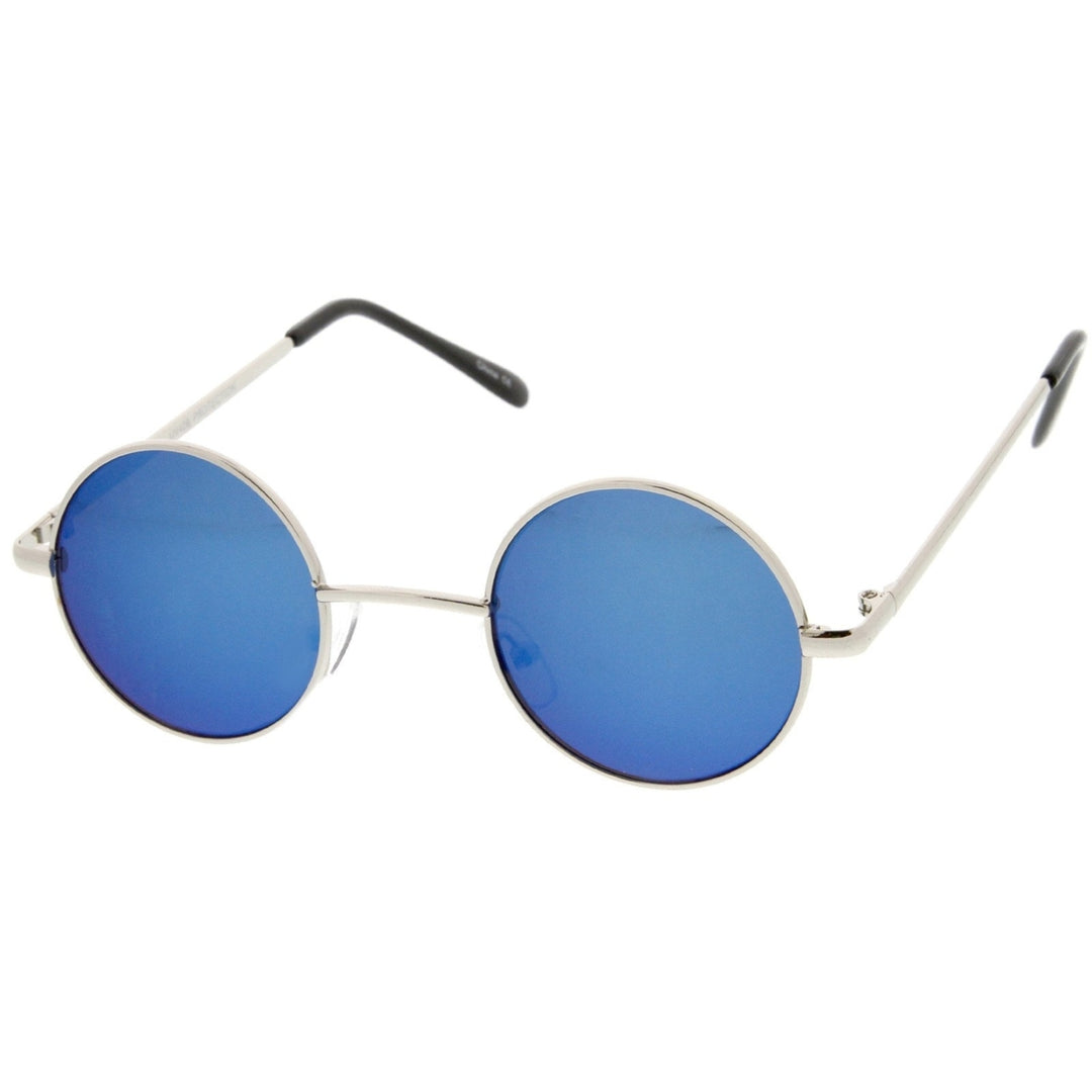 Small Retro Lennon Style Colored Mirror Lens Round Metal Sunglasses 41mm Image 2
