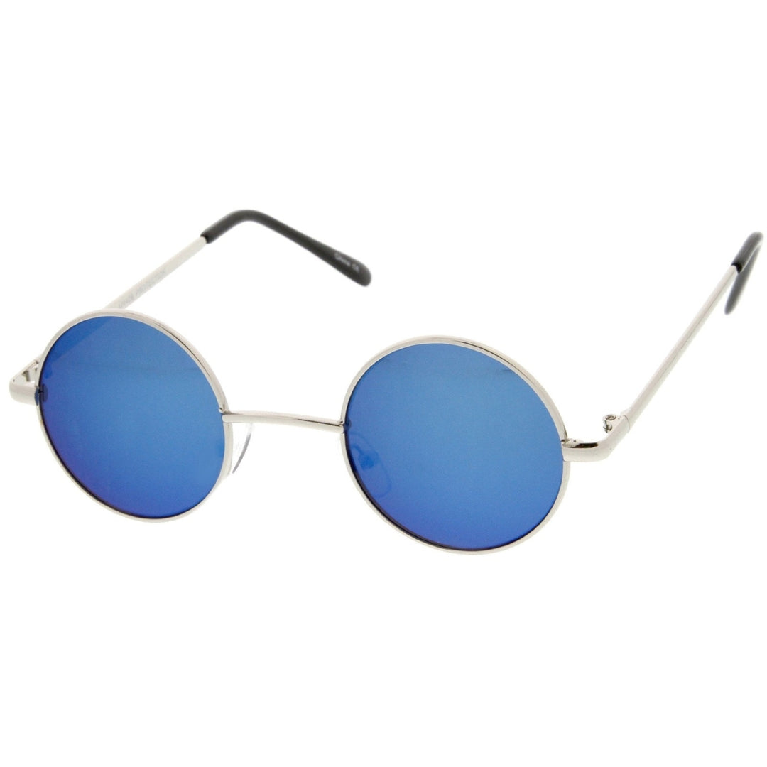 Retro Lennon Style Round Metal Sunglasses Colored Mirror Lens 41mm UV400 Protection Image 2