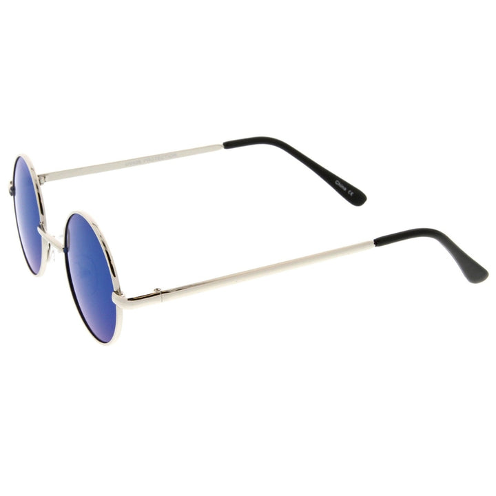 Small Retro Lennon Style Colored Mirror Lens Round Metal Sunglasses 41mm Image 3