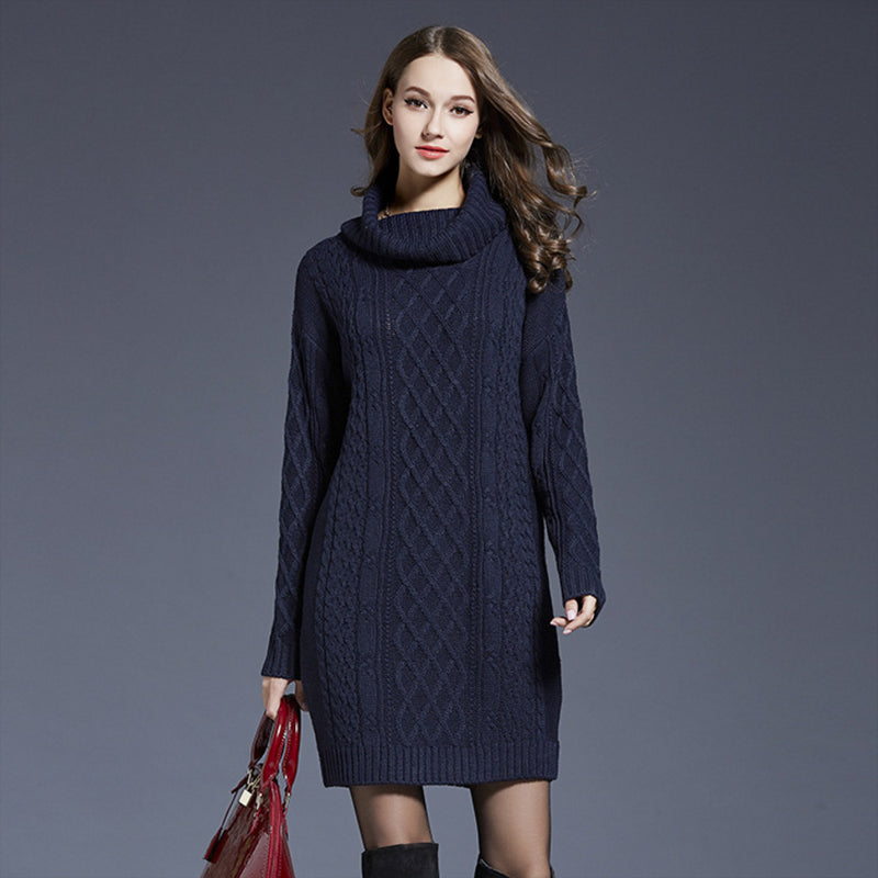 Knit Dress Turtleneck Sweater Image 1