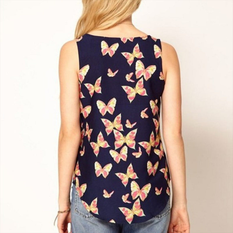 Butterfly Printing Tape Chiffon Shirt Image 3