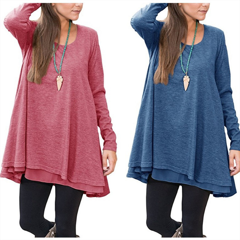 Round Neck Long Sleeve Dress Image 1