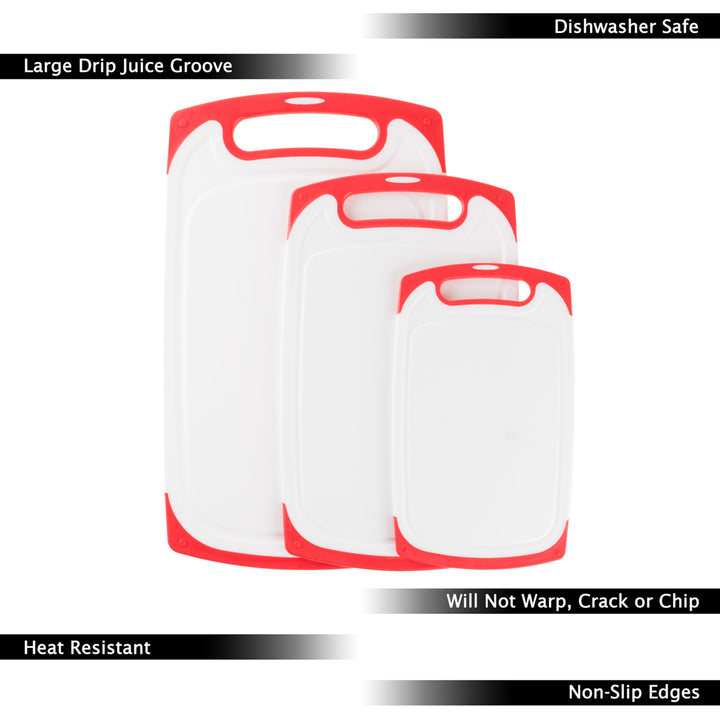 Classic Cuisine Plastic Cutting Board Set of 3 with Juice Groove Dishwasher Safe Image 3