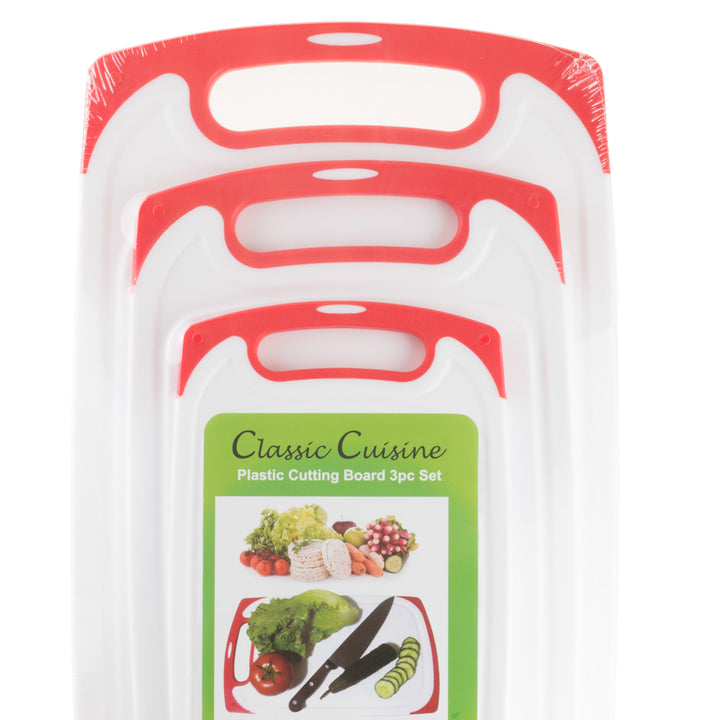 Classic Cuisine Plastic Cutting Board Set of 3 with Juice Groove Dishwasher Safe Image 6