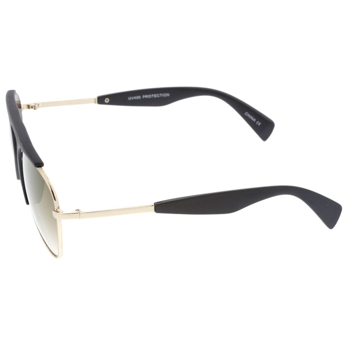 Bold Brow Bar Keyhole Nose Bridge Colored Mirror Lens Aviator Sunglasses 56mm Image 3