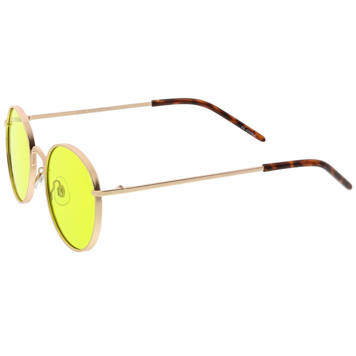 Bold Full Metal Frame Round Sunglasses With Color Tinted Flat Lens 52mm Image 3