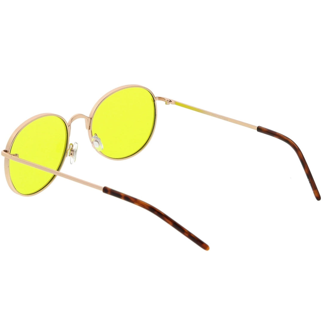 Bold Full Metal Frame Round Sunglasses With Color Tinted Flat Lens 52mm Image 4