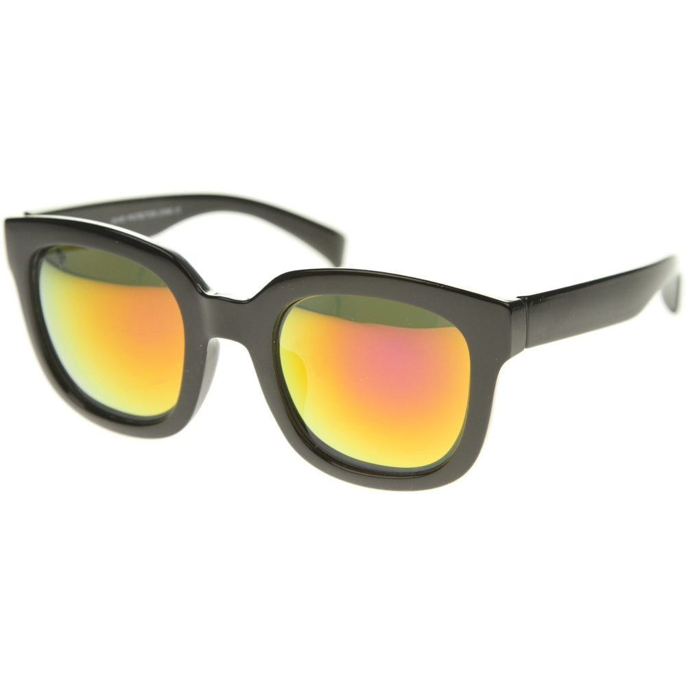 Bold Oversize Chunky Frame Horn Rimmed Mirror Lens Square Sunglasses 53mm Image 2