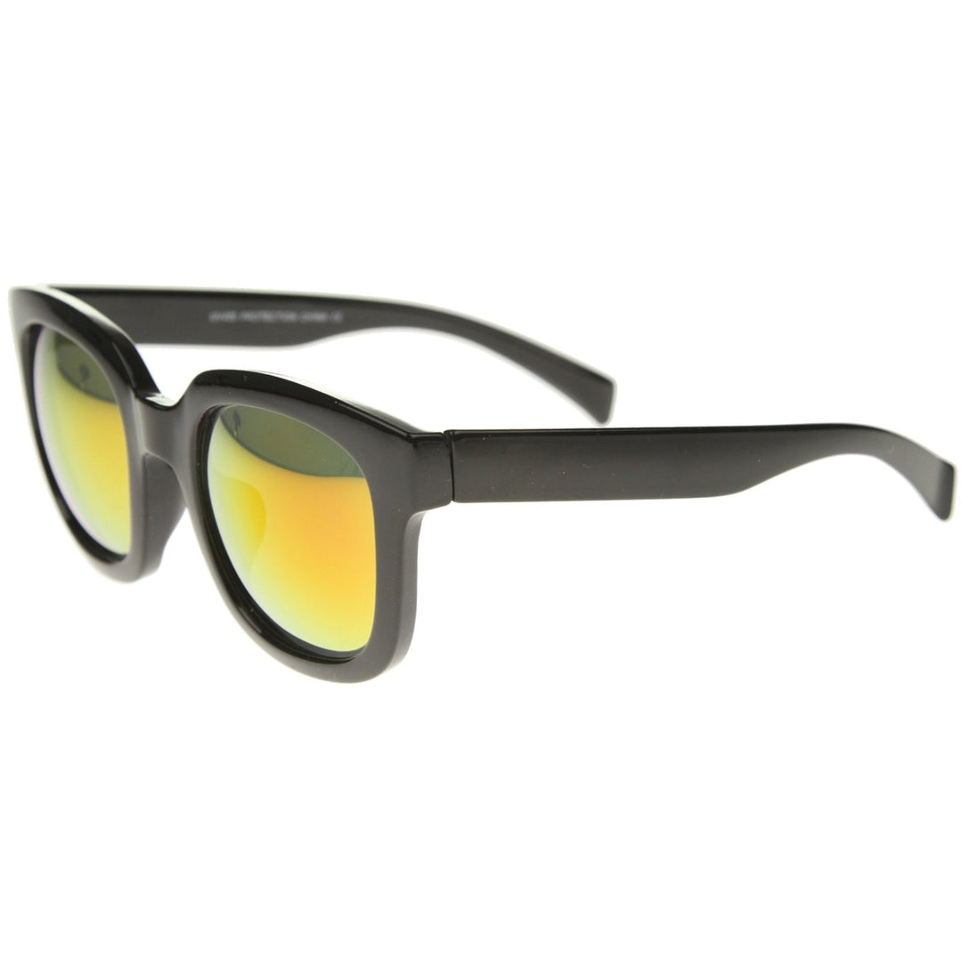 Bold Oversize Chunky Frame Horn Rimmed Mirror Lens Square Sunglasses 53mm Image 3