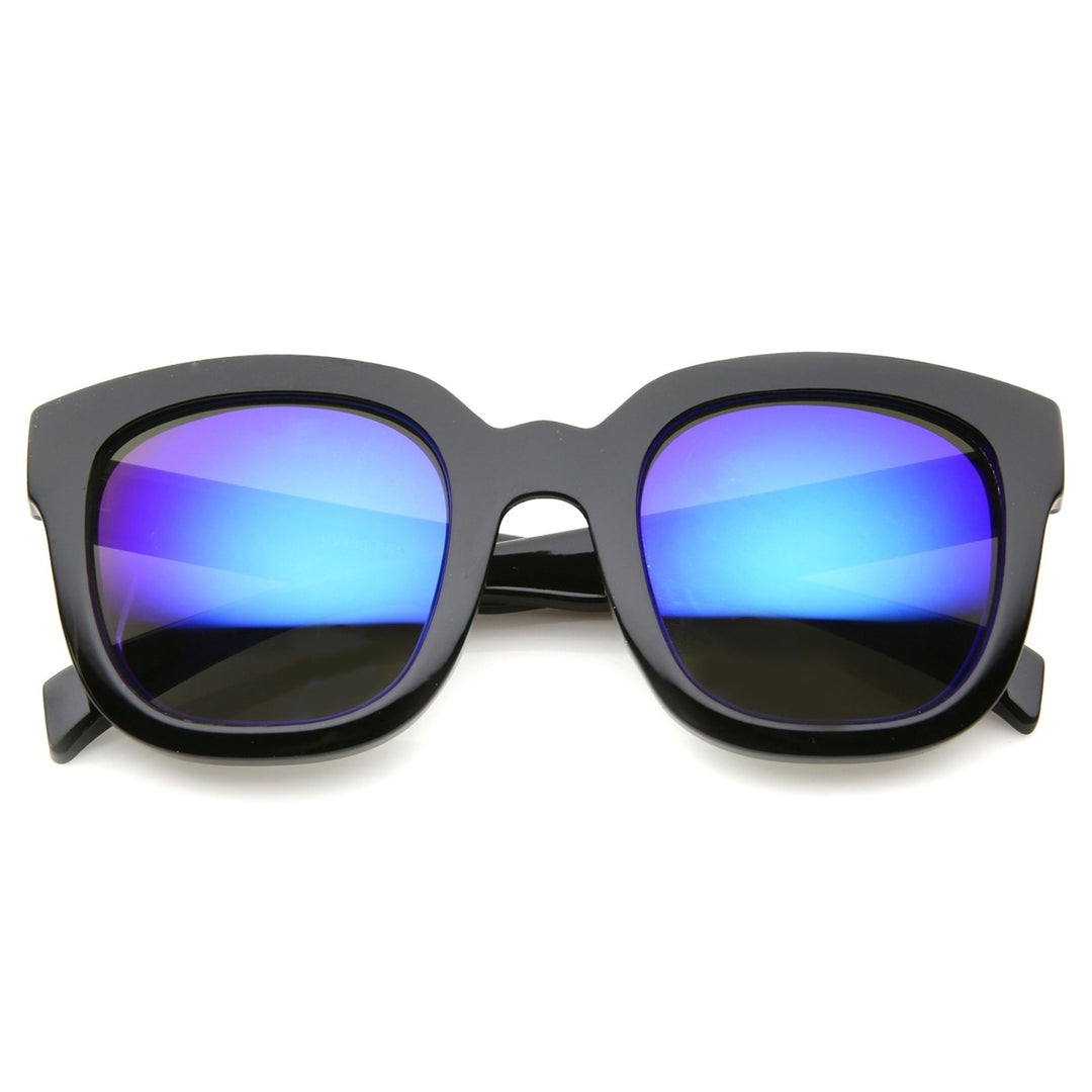 Bold Oversize Chunky Frame Horn Rimmed Mirror Lens Square Sunglasses 53mm Image 4