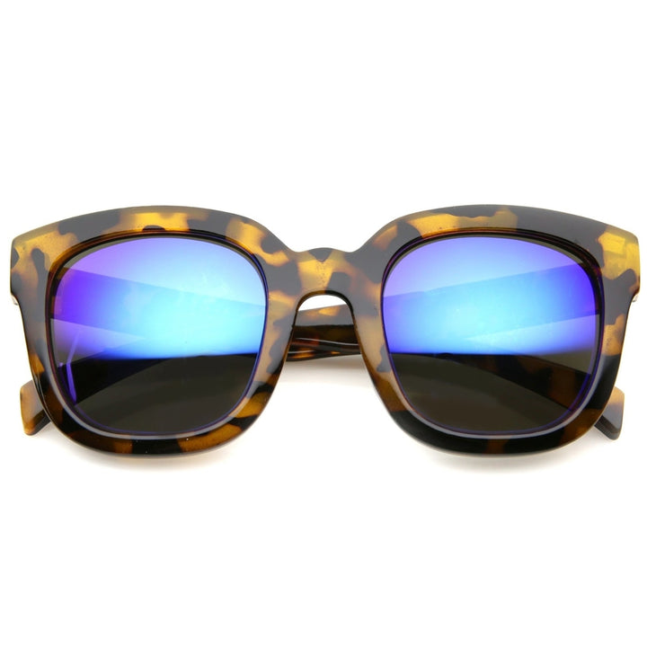 Bold Oversize Chunky Frame Horn Rimmed Mirror Lens Square Sunglasses 53mm Image 6