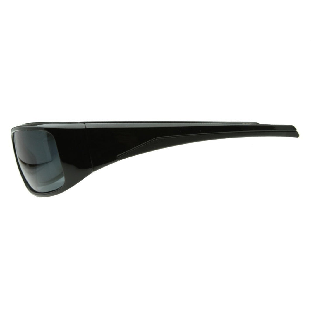 Bold Rectangular Polarized Sports Wrap Sunglasses Image 3