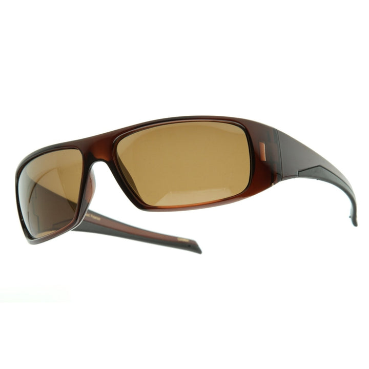 Bold Rectangular Polarized Sports Wrap Sunglasses Image 6