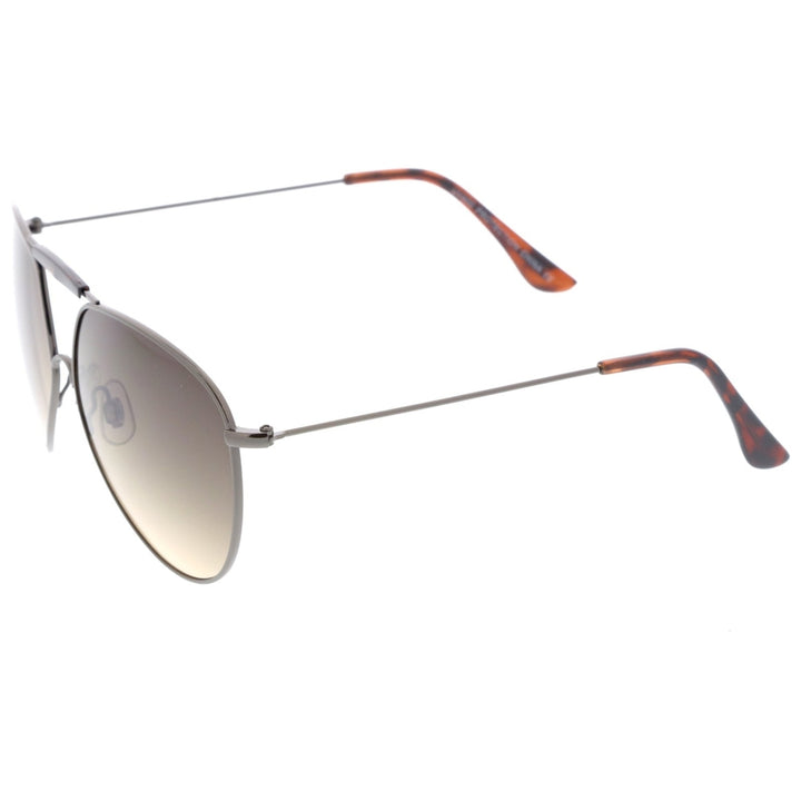 Casual Brow Bar Detail Slim Temple Metal Frame Aviator Sunglasses 62mm Image 3
