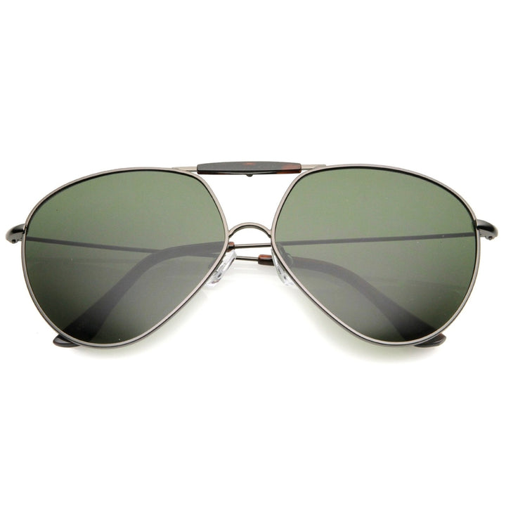 Casual Brow Bar Detail Slim Temple Metal Frame Aviator Sunglasses 62mm Image 4