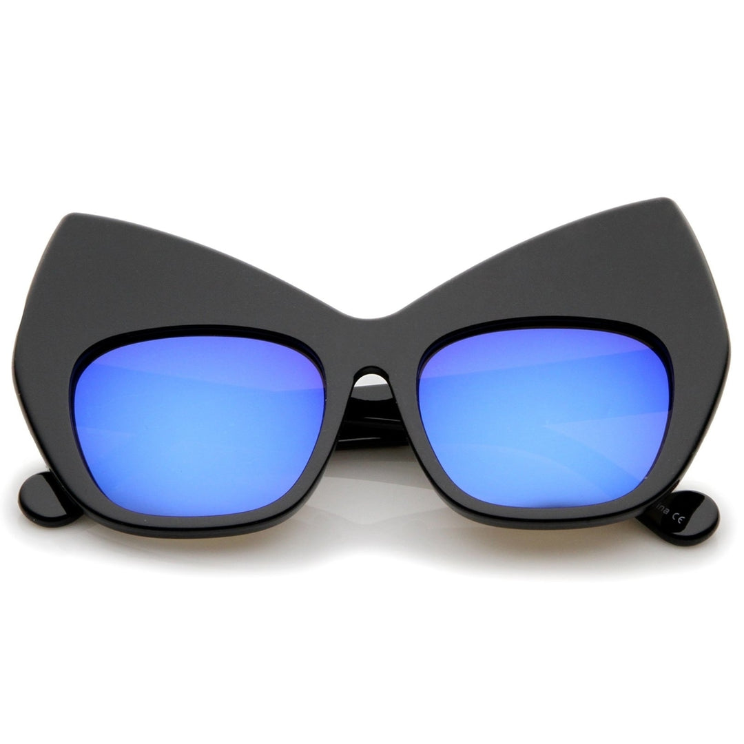 Chunky Frame Colored Mirror Square Lens Oversized Cat Eye Sunglasses 49mm Image 4