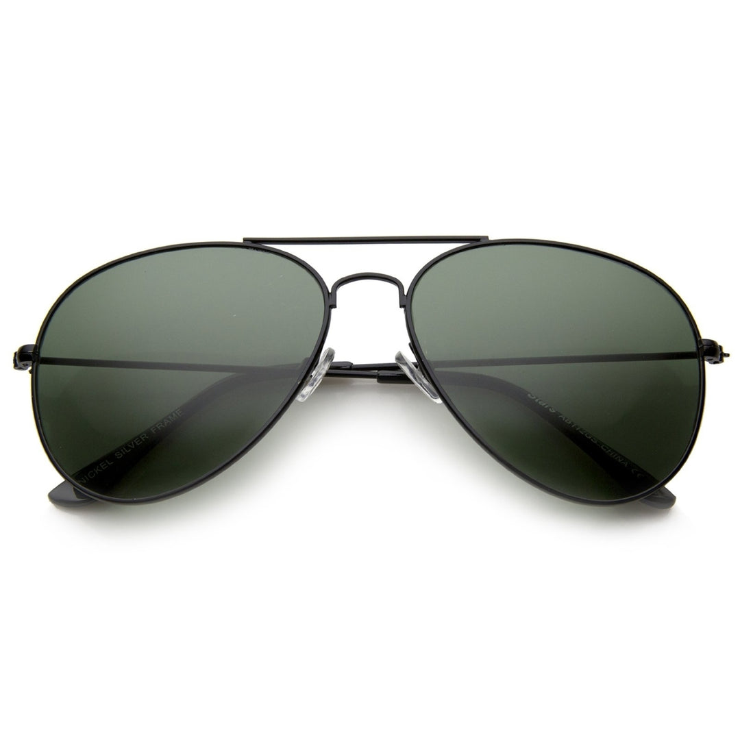 Classic Brow Bar Full Metal Frame Green Lens Aviator Sunglasses 60mm Image 1
