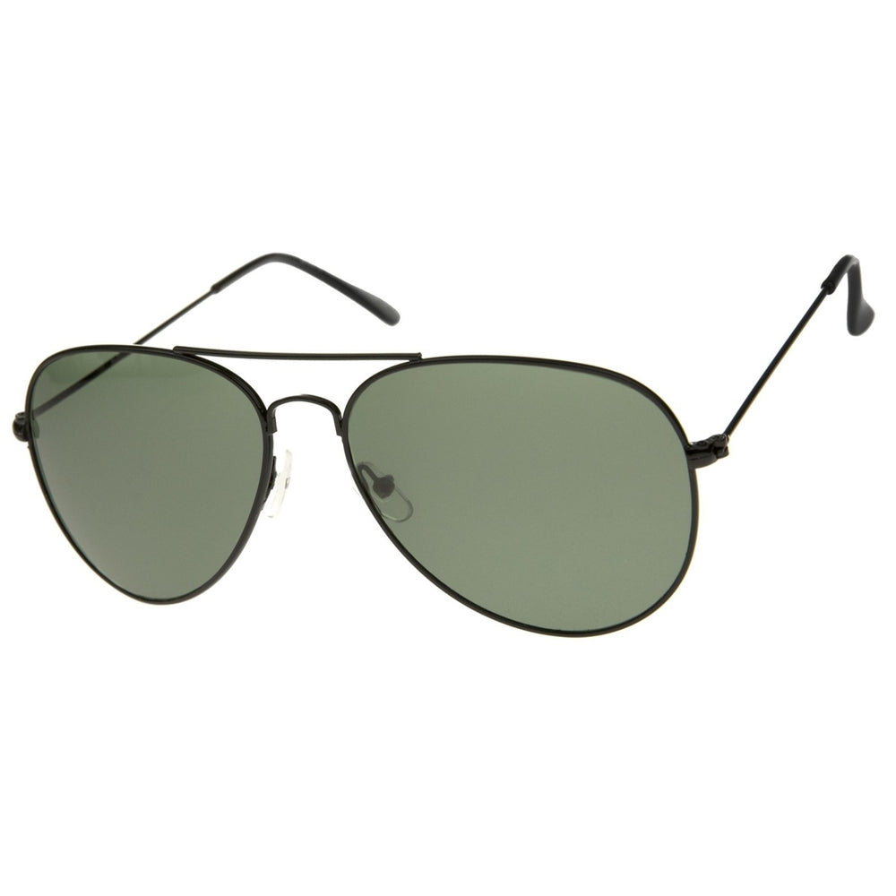 Classic Brow Bar Full Metal Frame Green Lens Aviator Sunglasses 60mm Image 2