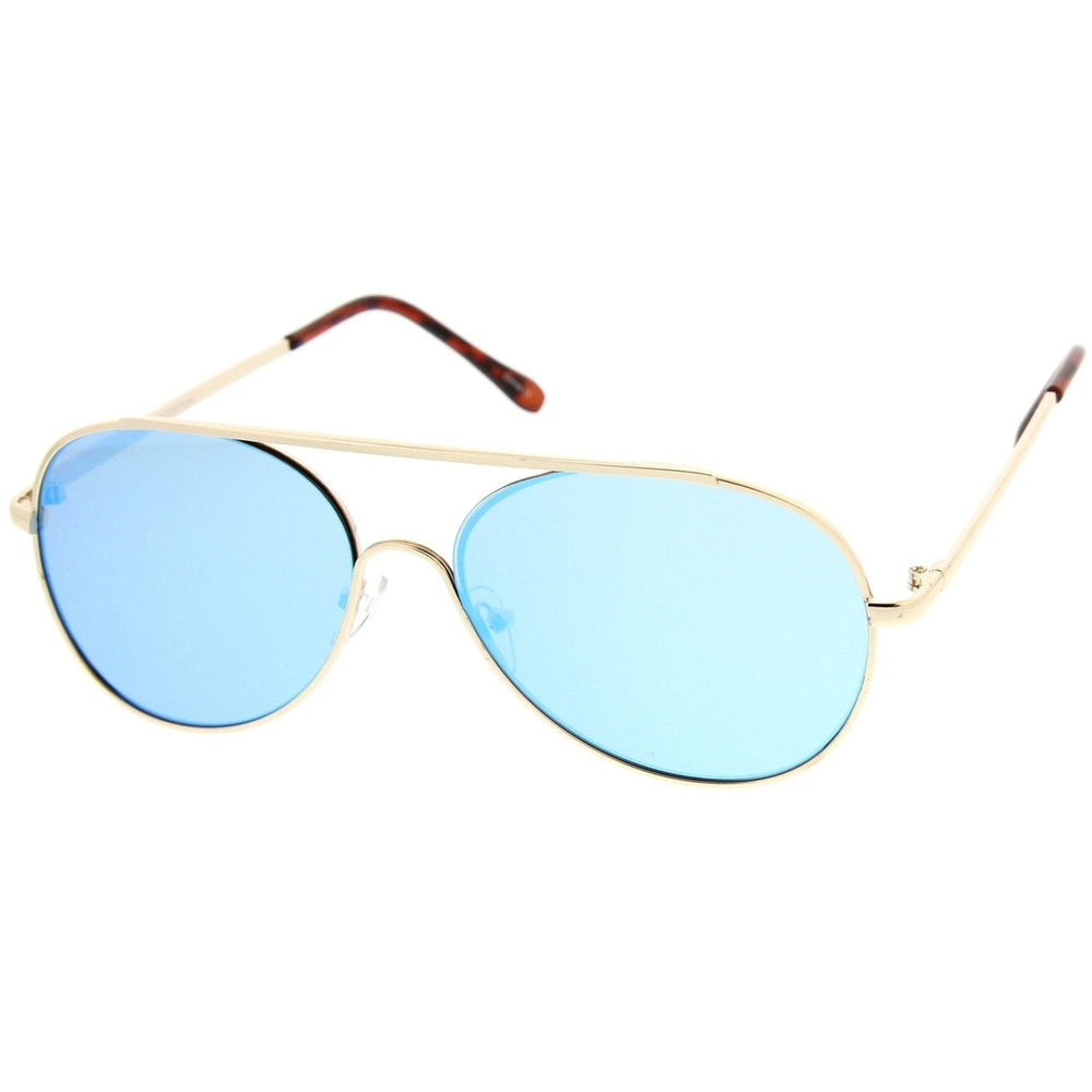 Classic Brow Bar Semi-Rimless Colored Mirror Lens Aviator Sunglasses 57mm Image 2