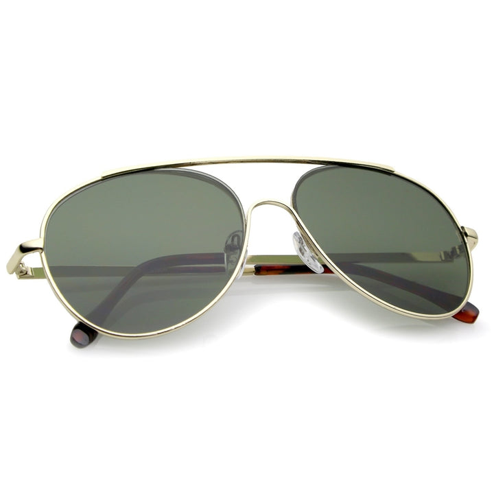 Classic Brow Bar Semi-Rimless Lens Aviator Sunglasses 57mm Image 4