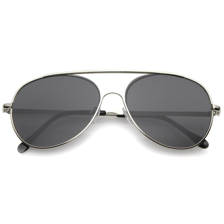 Classic Brow Bar Semi-Rimless Lens Aviator Sunglasses 57mm Image 6