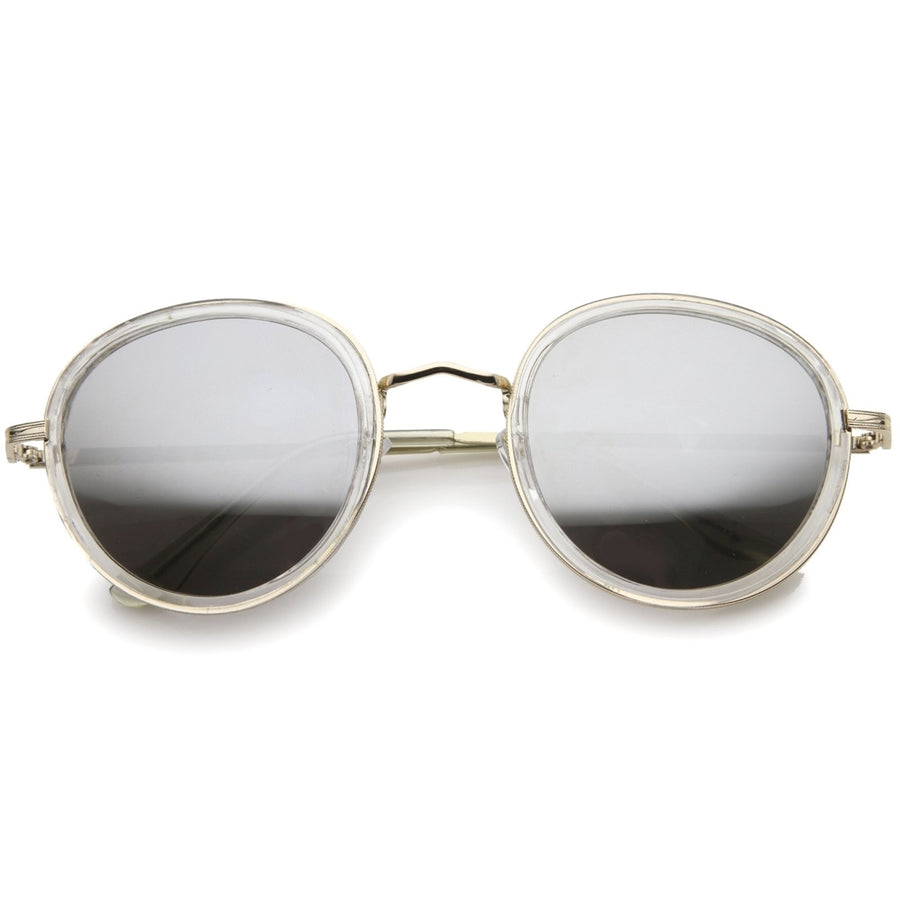 Classic Dapper Side Cover Colored Mirror Lens Round Sunglasses 52mm Image 1