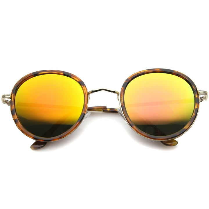 Classic Dapper Side Cover Colored Mirror Lens Round Sunglasses 52mm Image 4