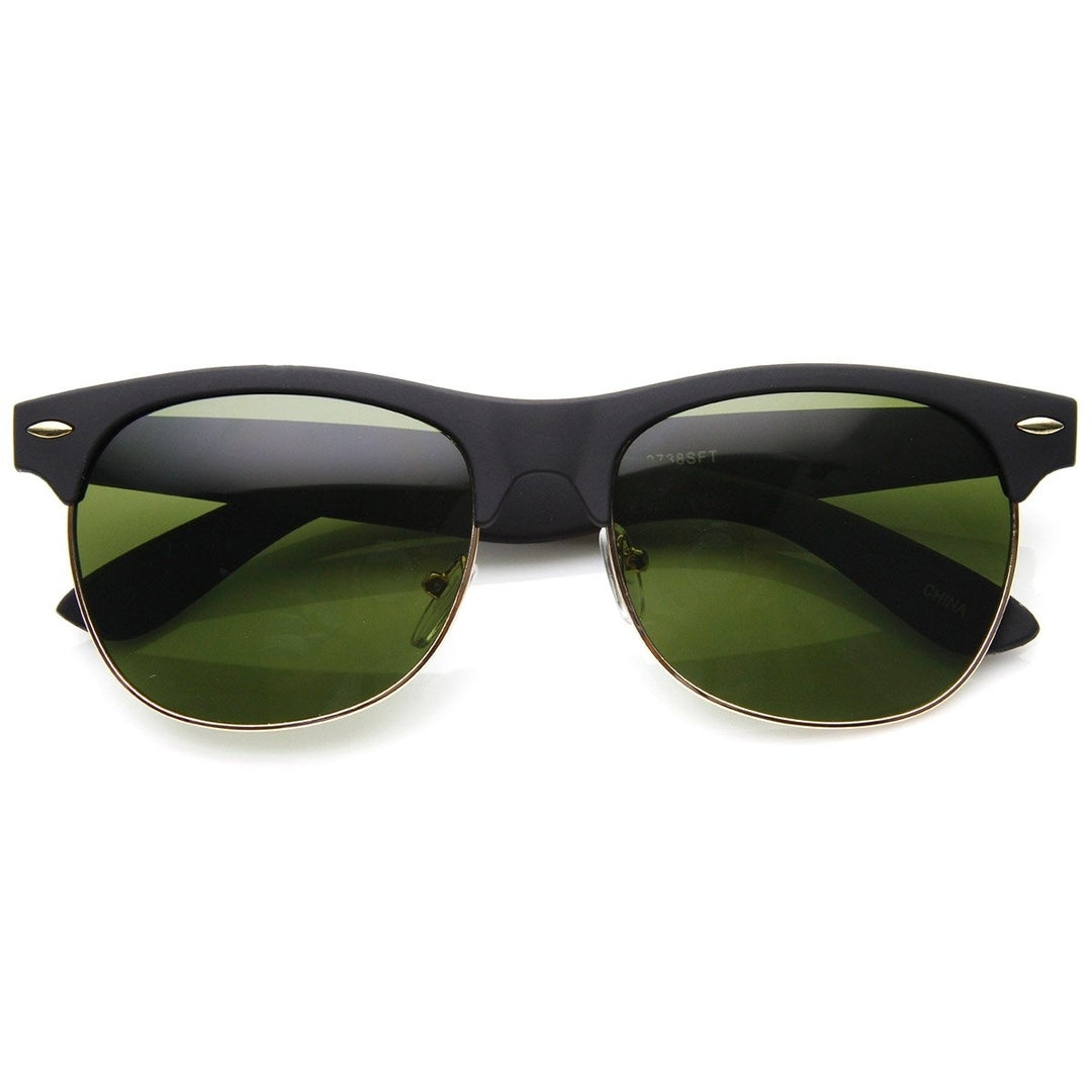 Classic Half Frame Semi-Rimless Soft Finish Horn Rimmed Sunglasses Image 1