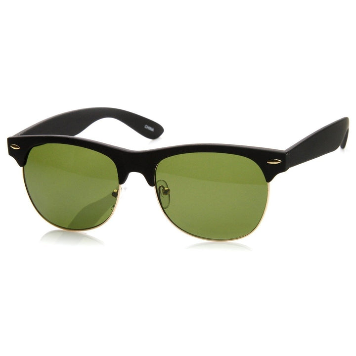 Classic Half Frame Semi-Rimless Soft Finish Horn Rimmed Sunglasses Image 2